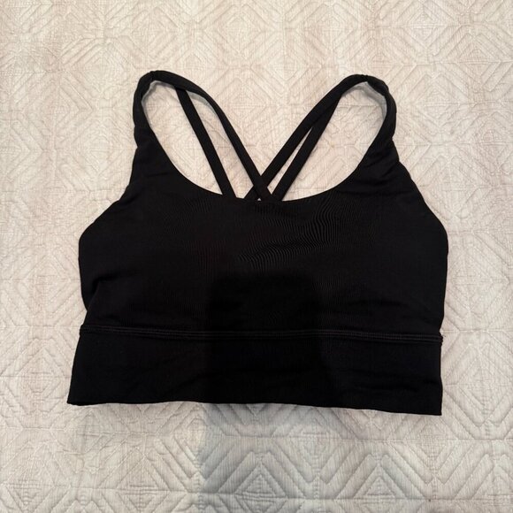 Black Energy Long Line Bra, Medium Support, B-D Cups, Lululemon, Size  6 - Picture 3 of 4